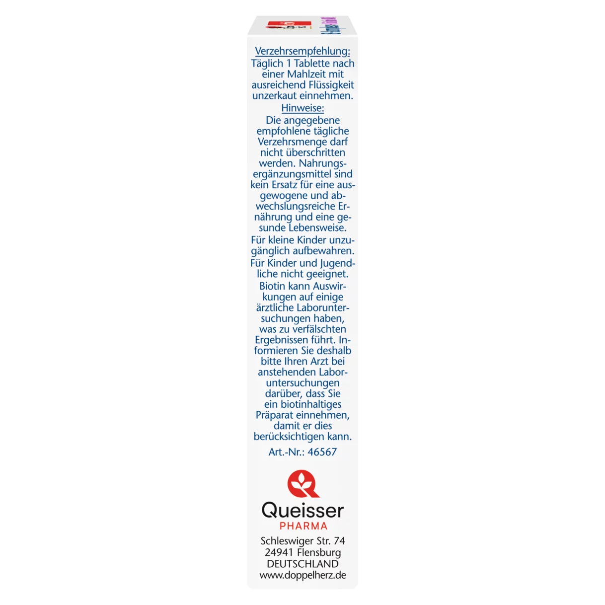 Illustration of the product packaging Doppelherz aktiv B-complex  side view left